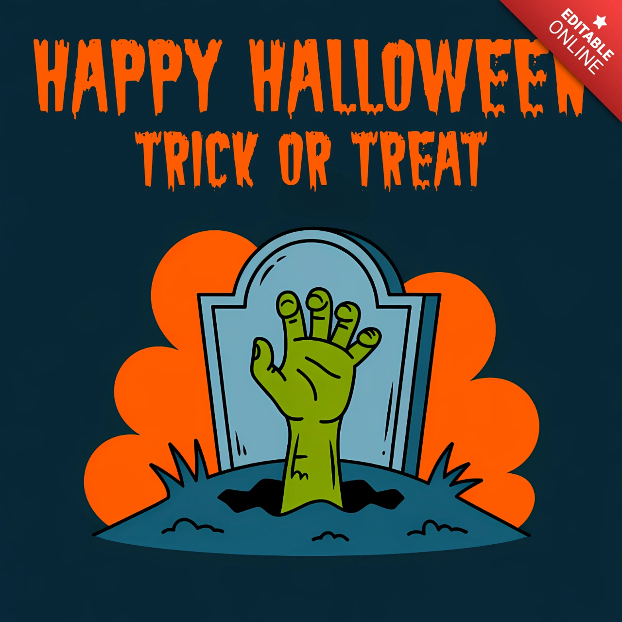 Spooky Halloween Design Template with Zombie Hand for Party Invitations