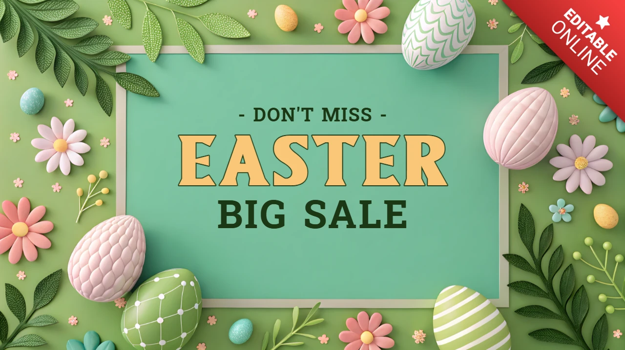 Editable Easter Sale Design Template with Floral and Pastel Elements