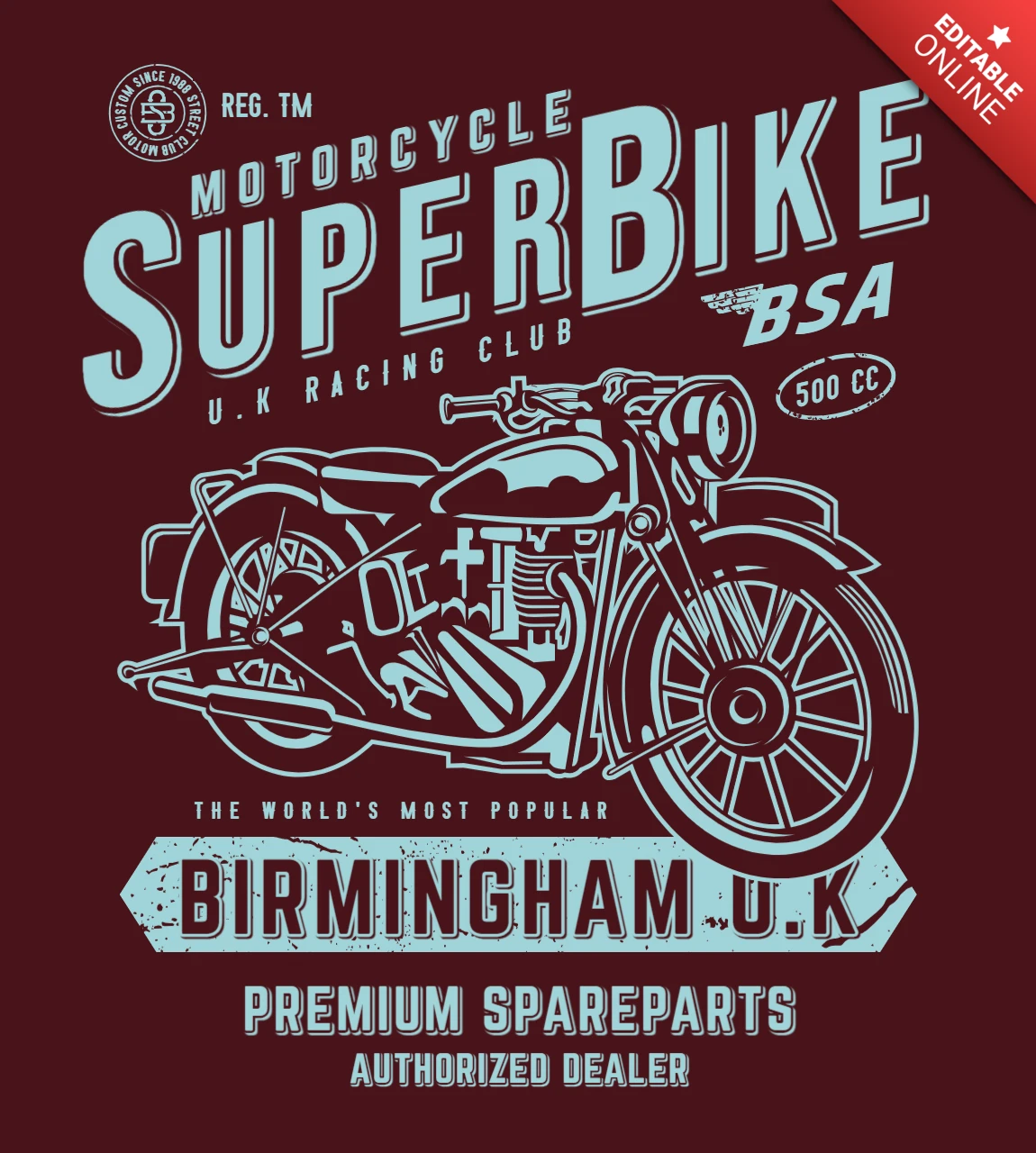 オートバイのスーパーバイクのヴィンテージTシャツデザインテンプレート