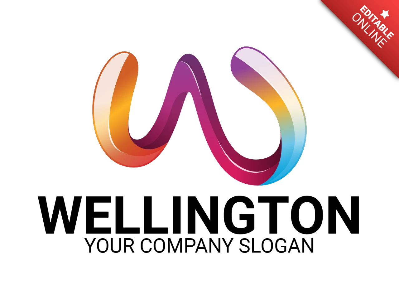 Wellington 3d letter w modern stylish logo design template