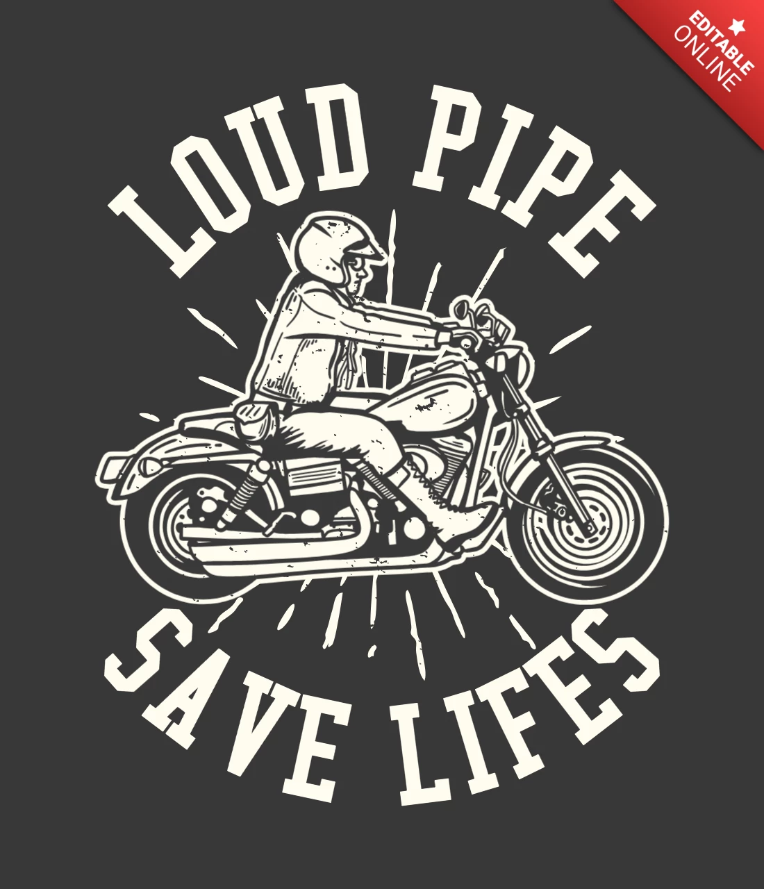 Plantilla de diseño de camiseta vintage de hombre montando motocicleta