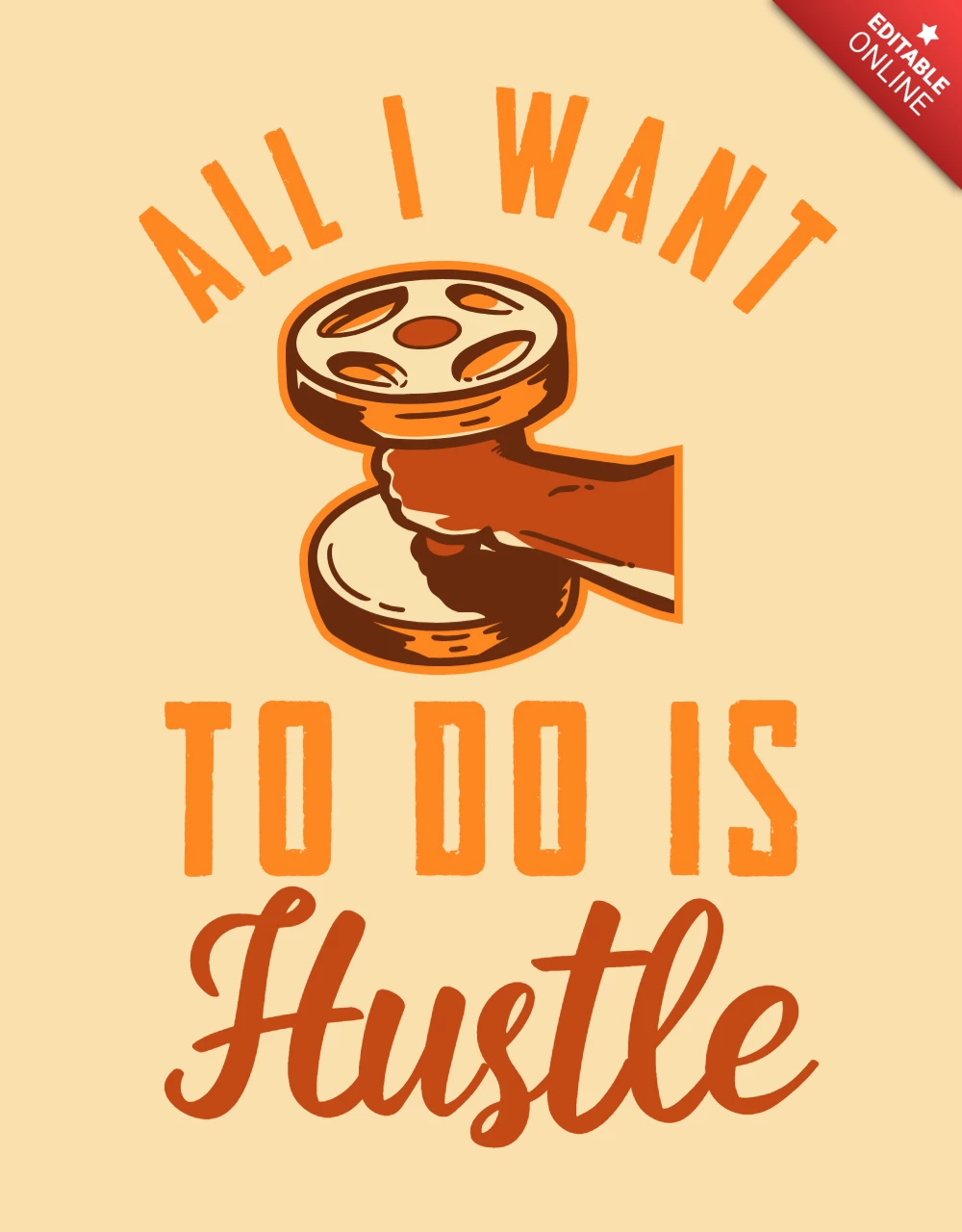 Hustle Slogan Typography Vintage T-shirt Design Template