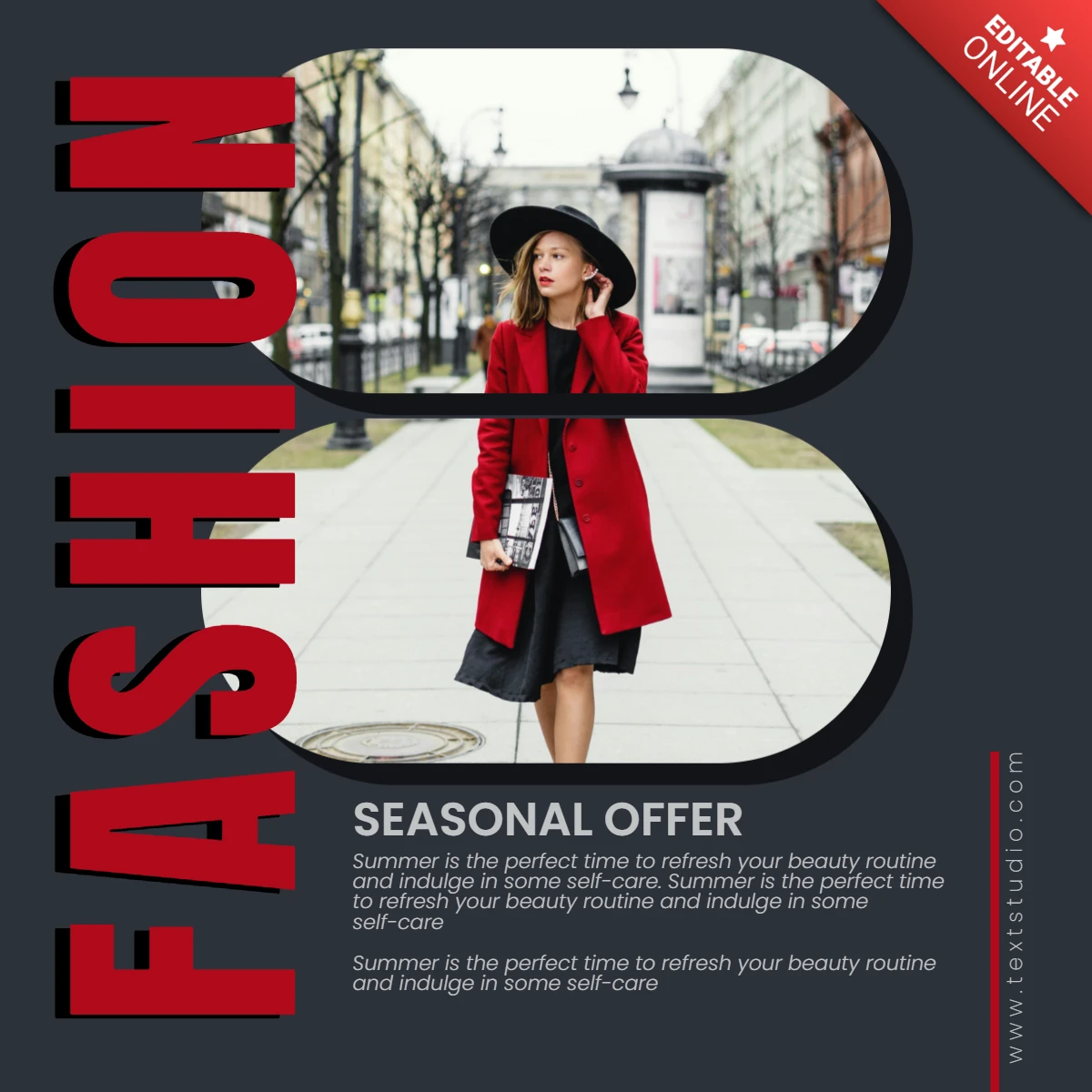 Red And Black Minimalist Promotion Women's Fashion Instagram Post Template