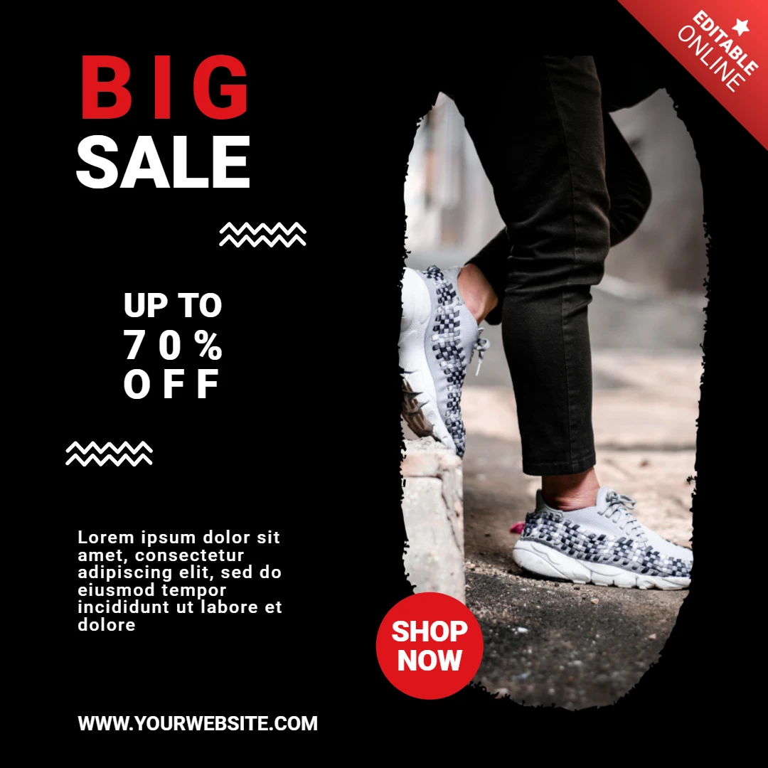 Trendy Black And Red Instagram Commercial Post Design Template