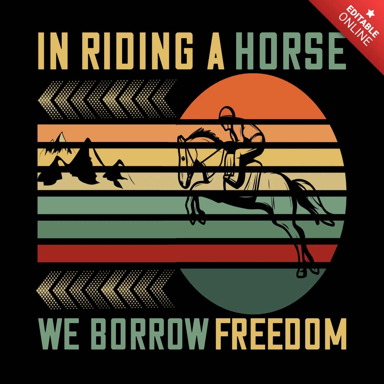 Pferde beim Reiten eines Pferdes, wir leihen Freiheit, Pferderenn-T-Shirt-Designvorlage