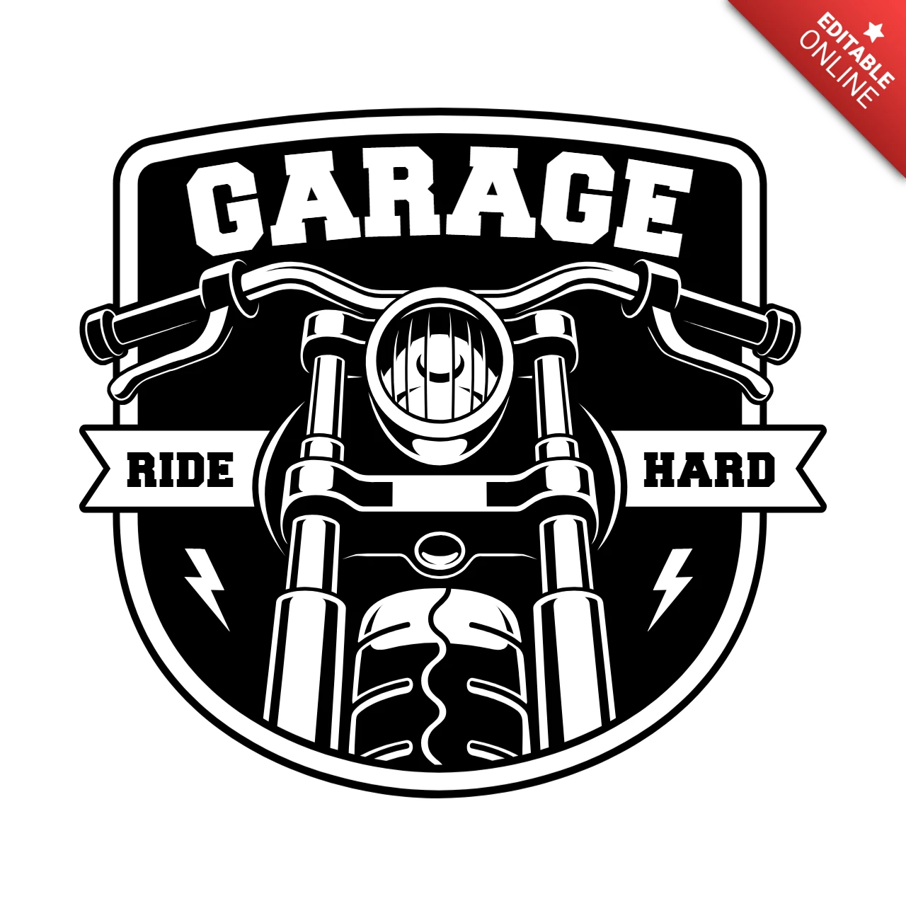 Motorfiets stuur garage t-shirt ontwerpsjabloon