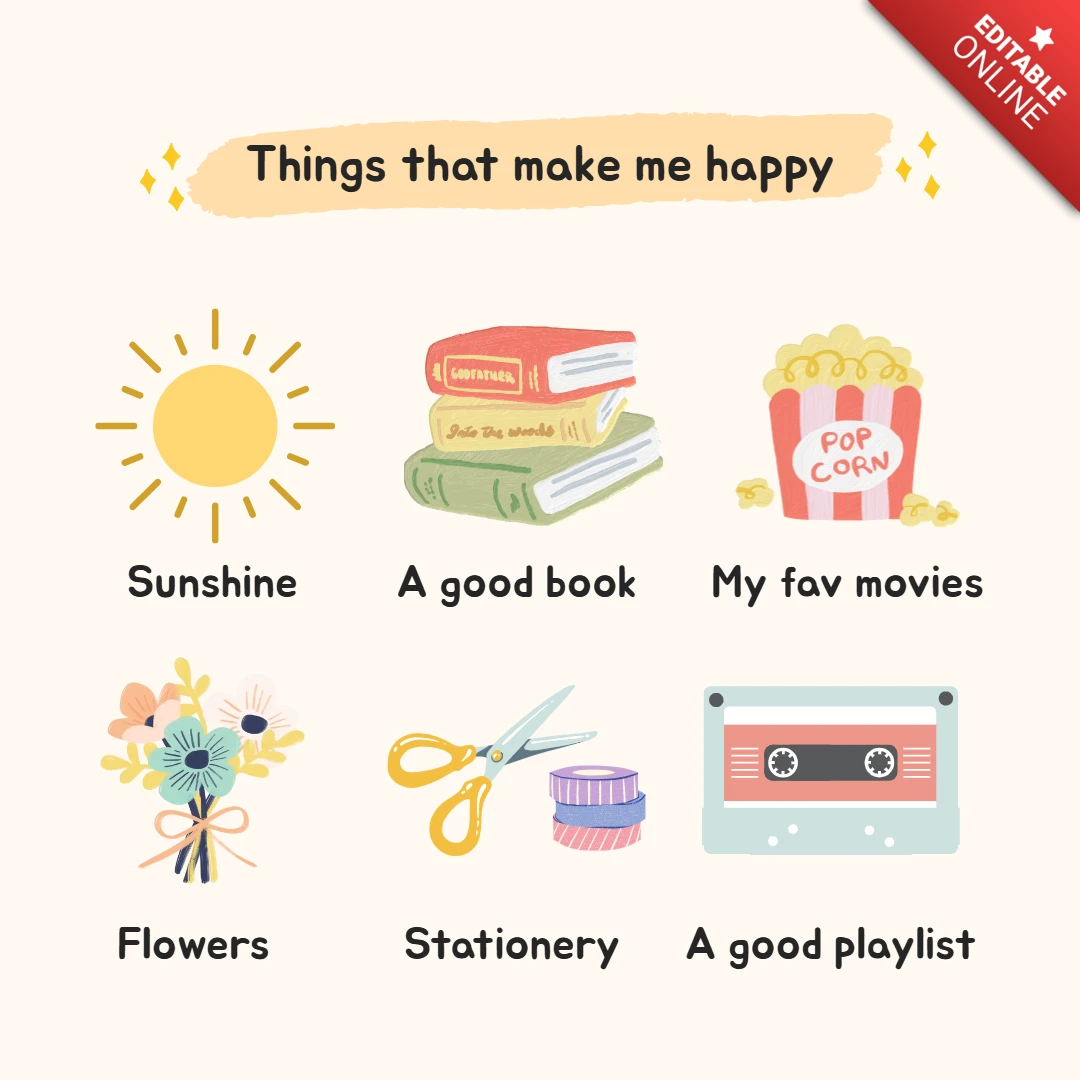 Finding Happiness With Sunshine Books And Stationery Social Media Post Template