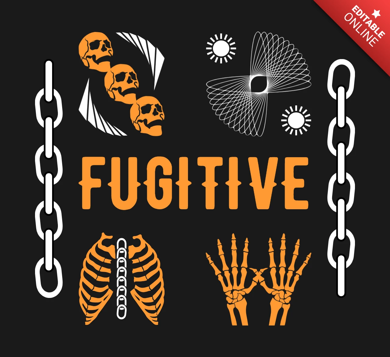 Fugitive Skull Design Template for Apparel and Merchandise