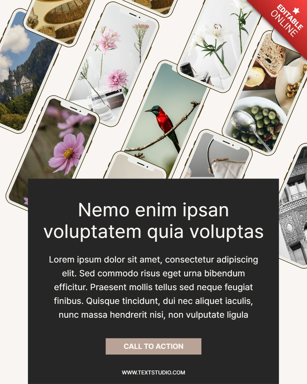 Natuur en esthetische collage instagram post ontwerpsjabloon