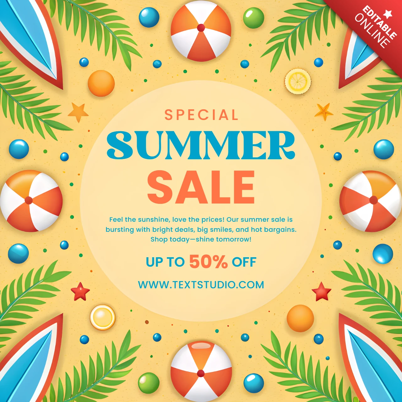 Vibrant Summer Sale Design Template for Promotional Marketing