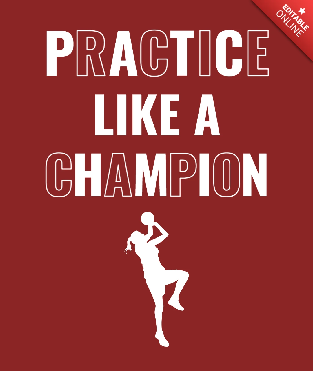 Practice Like a Champion Motivational Basketball T-Shirt Design Template