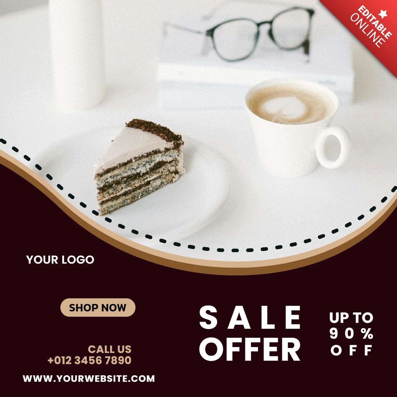 Sale Offer Coffee Shop Social Media Post Design Template