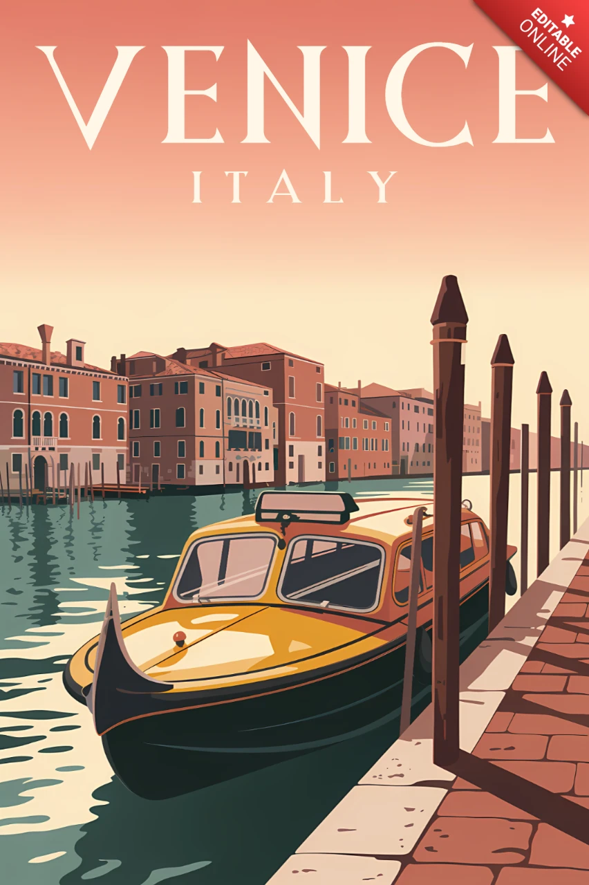 Venetië Italië vintage ontwerp sjabloon voor reisposters