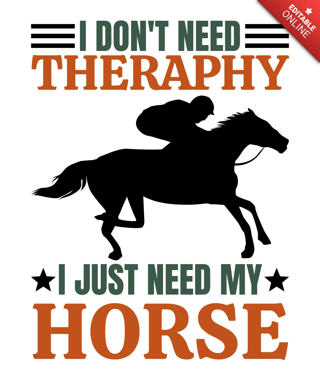 Editable Vintage Style Horse Therapy Quote Design Template