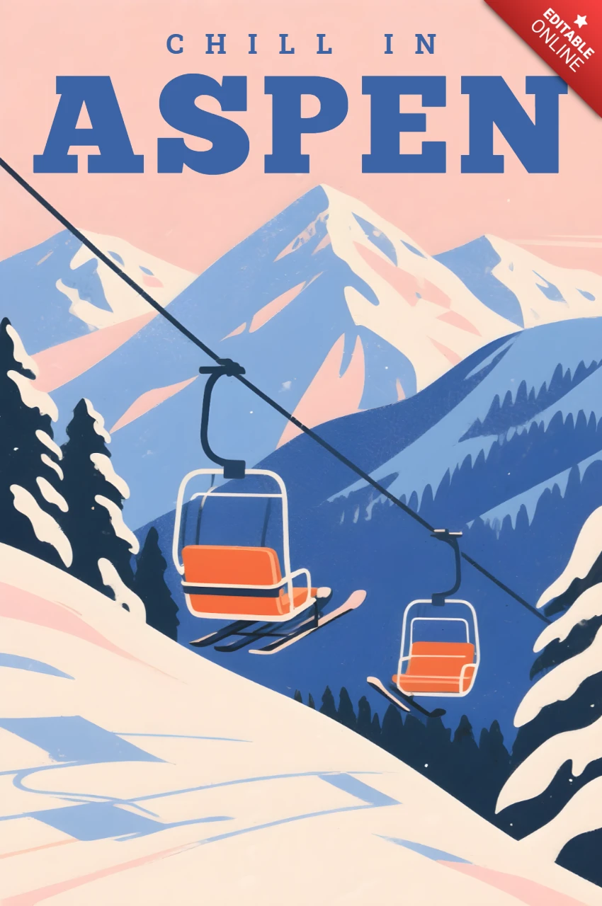 Retro Flat Ski Resort Design for Aspen Travel Posters Prints