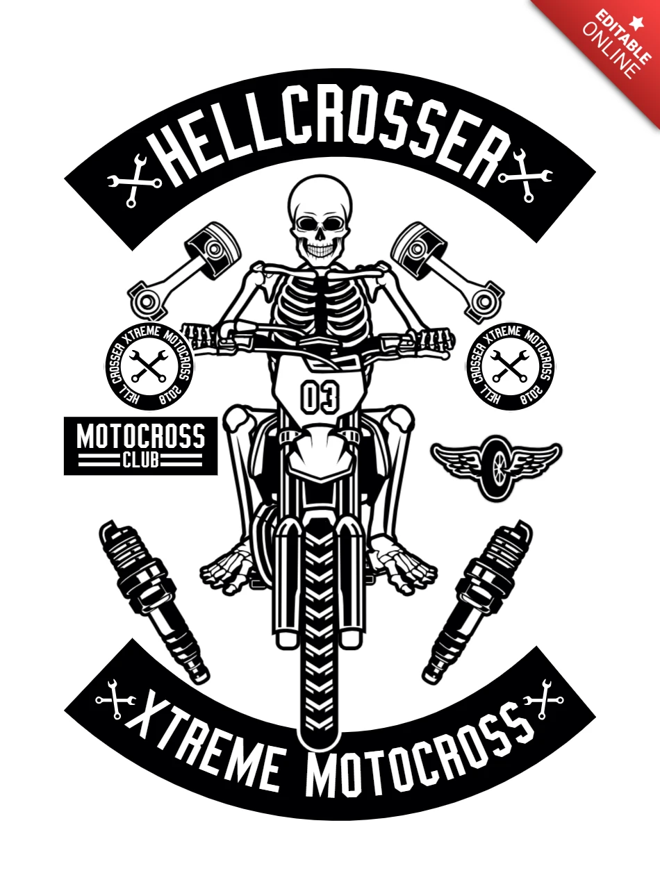 Modèle de conception de t-shirt de motocross extrême Hellcrosser