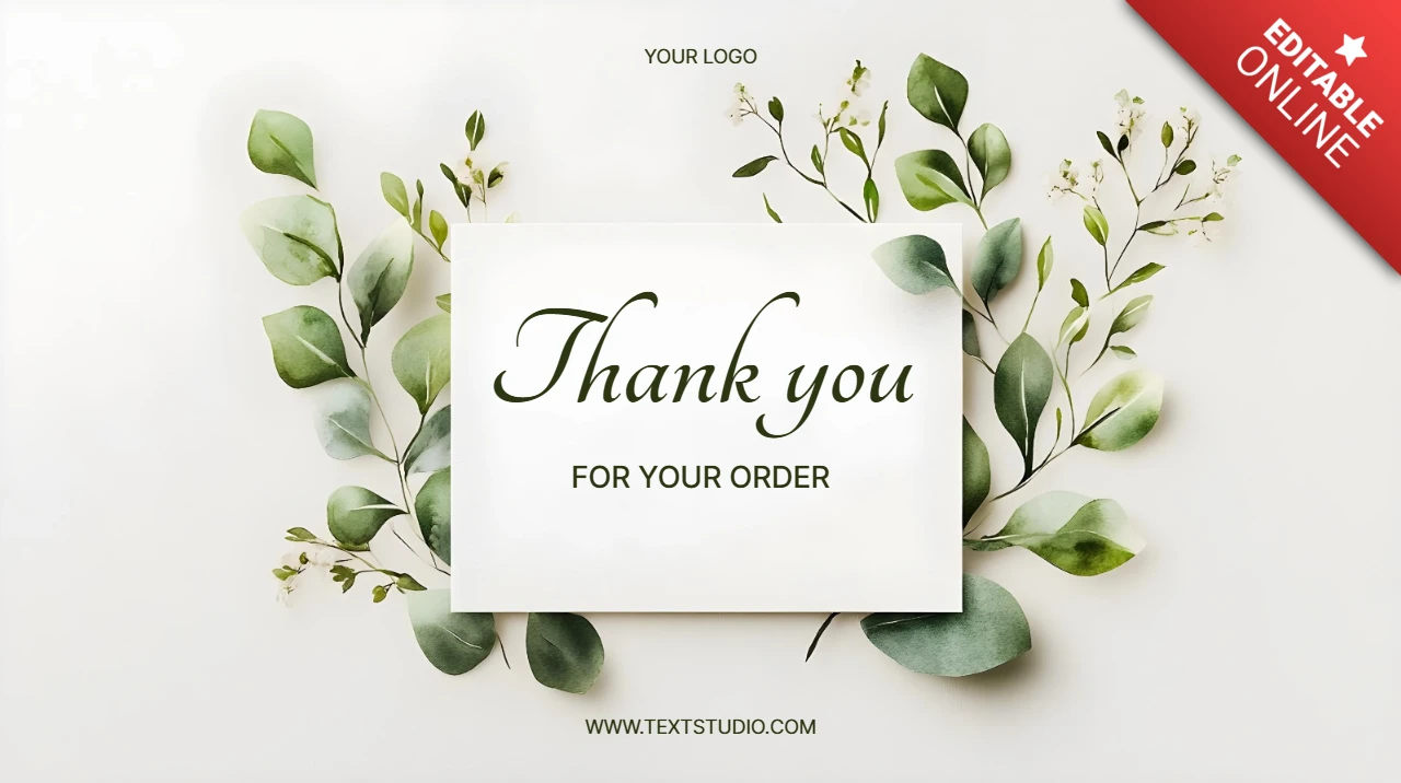 Thank You Card Template with Botanical Design