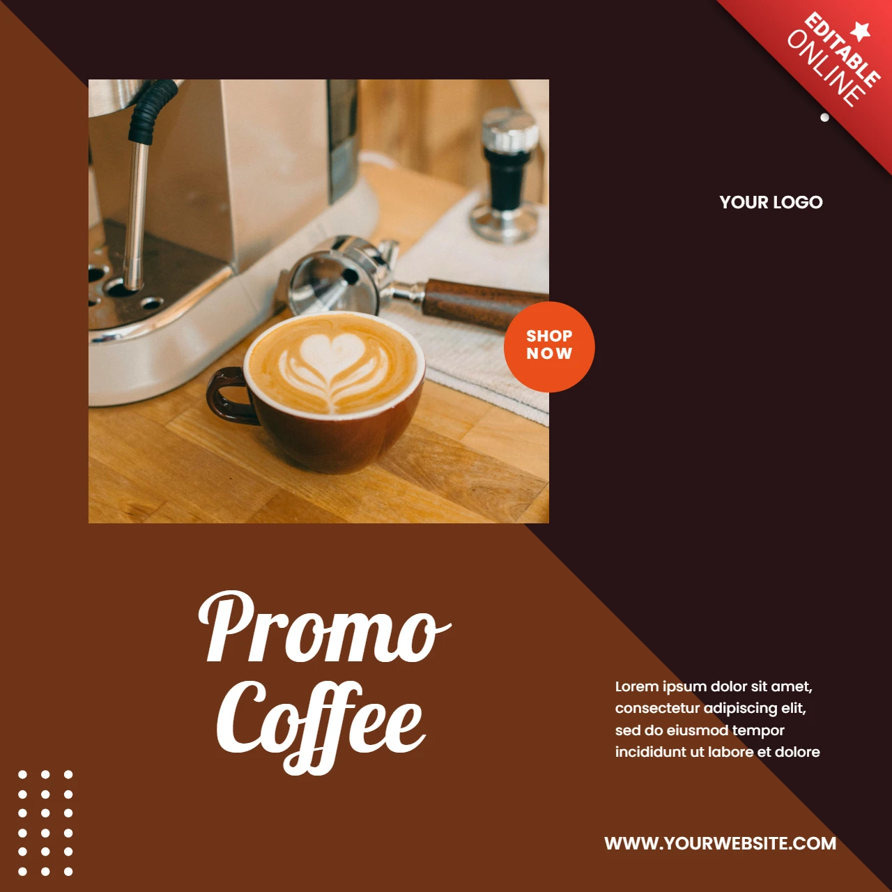 Coffee Shop Promotional Social Media Post Design Template