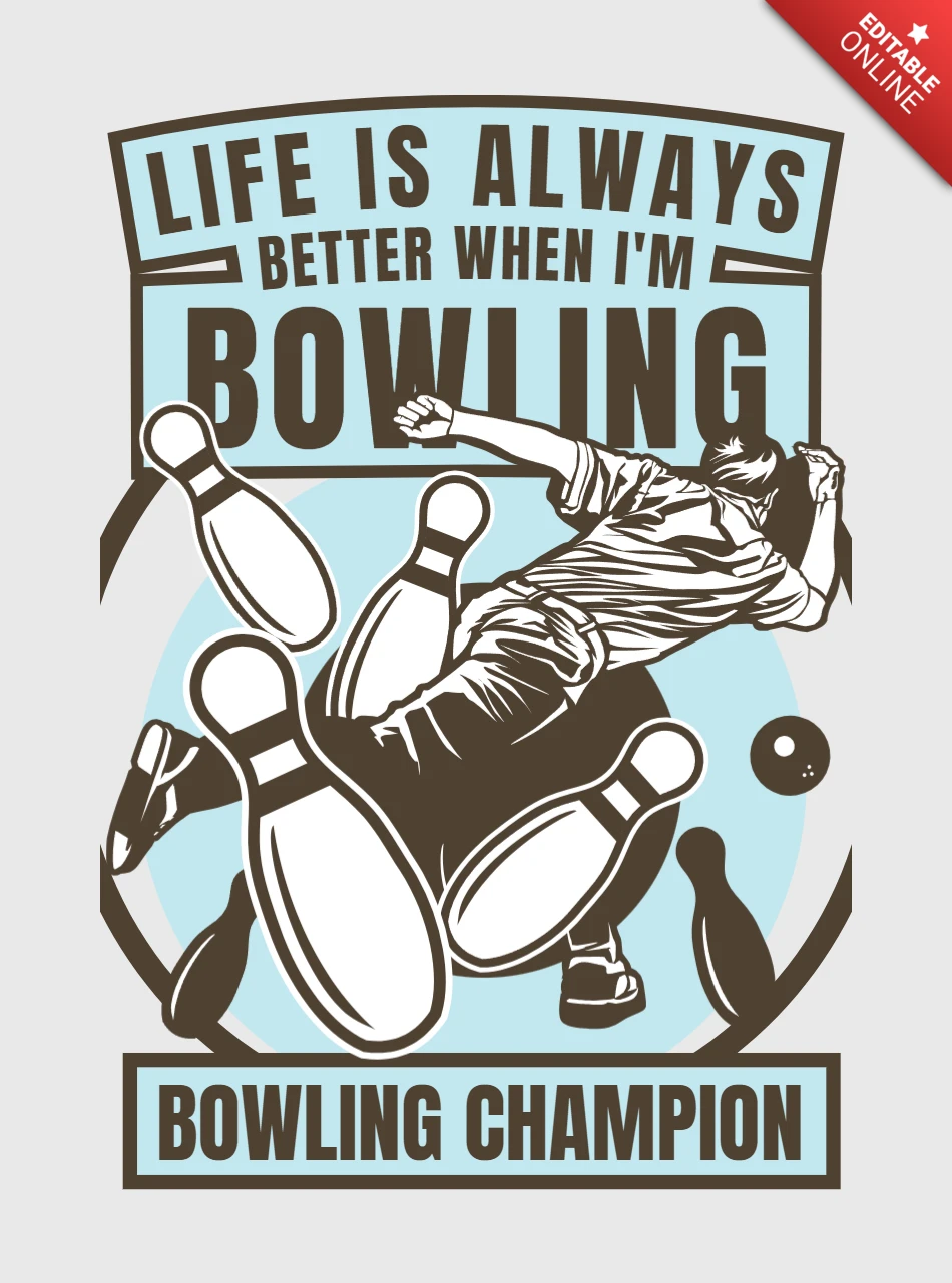 Modèle de conception de t-shirt de champion de bowling