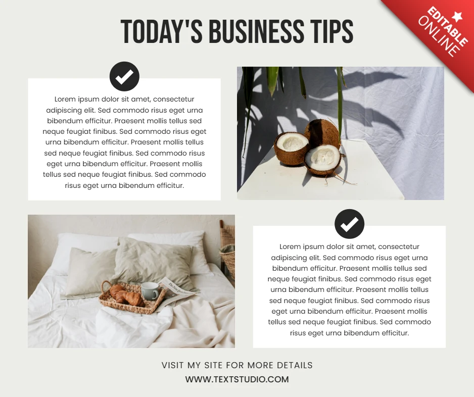 Business Tips Stylish Productivity Post Design Template