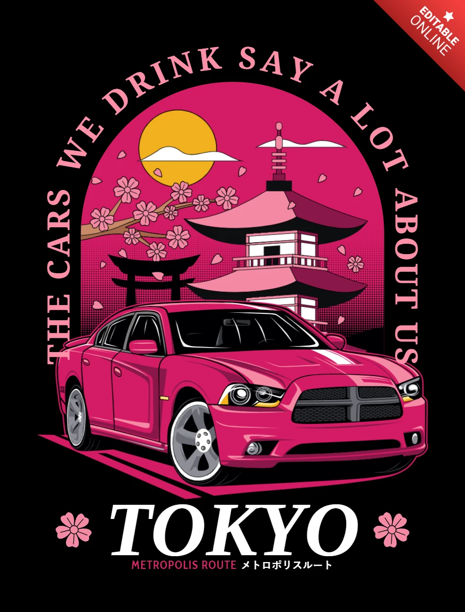 Japan Display Car T-shirt Design Template