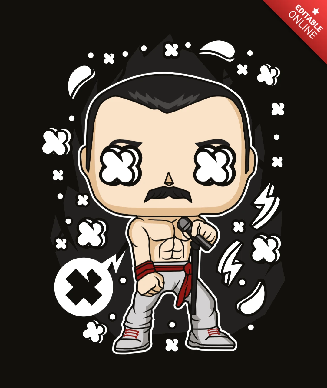 Plantilla de diseño de camiseta de cultura pop de Freddy Mercury
