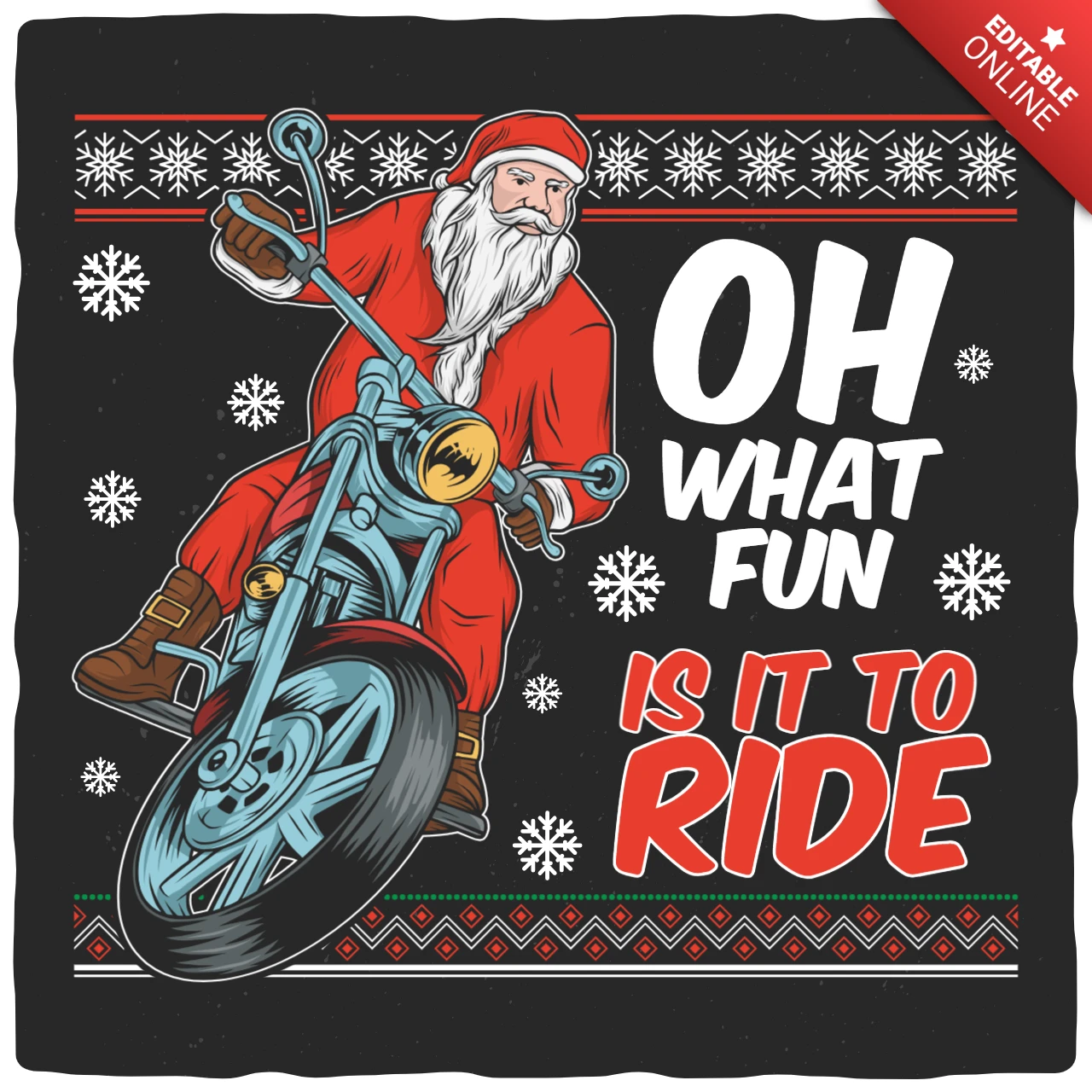 Santa Claus Riding Motorcycle T-shirt Design Template