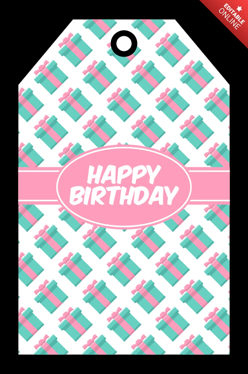 Modelo de design de etiqueta de presente de festa de feliz aniversário