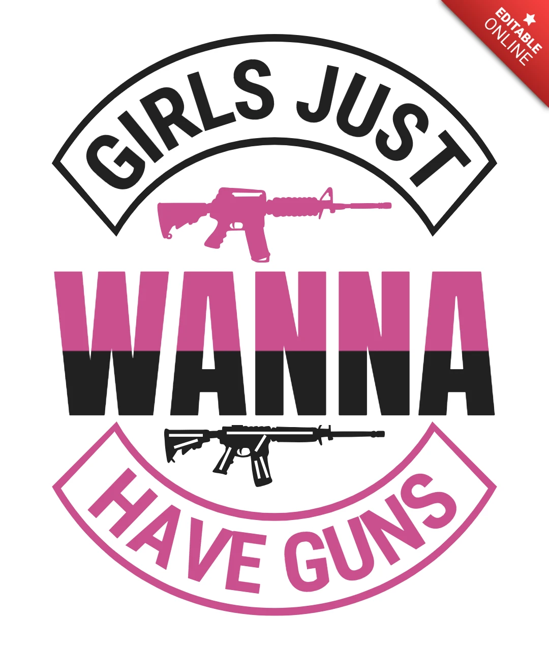 Modelo de design de tipografia em negrito: estilo gráfico "as garotas só querem ter armas