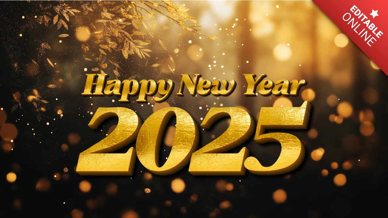Elegantes goldenes frohes neues Jahr 2025 Design Vorlage