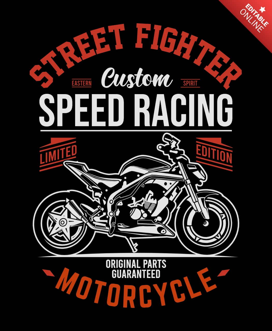 Street Fighter Motorcycle T-shirt Design Template