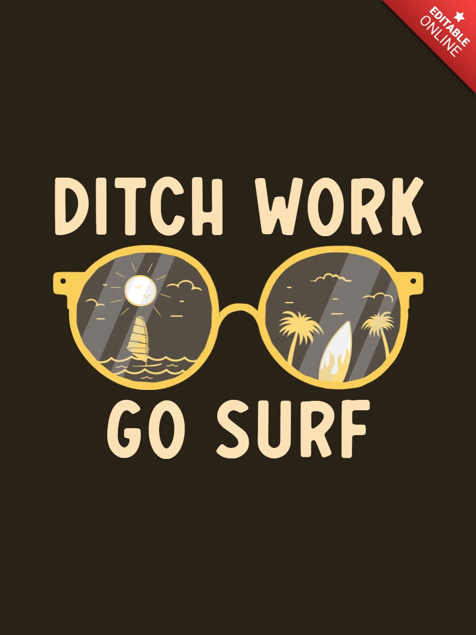 Sommer schwänzen arbeit gehen surfen t-shirt vorlage design