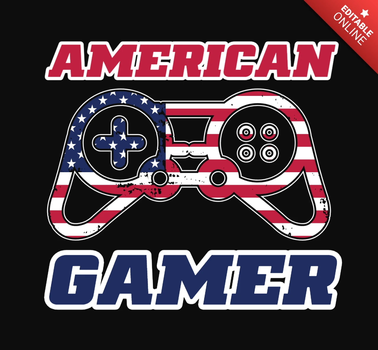Amerikaanse gamer 4 juli t-shirt ontwerpsjabloon