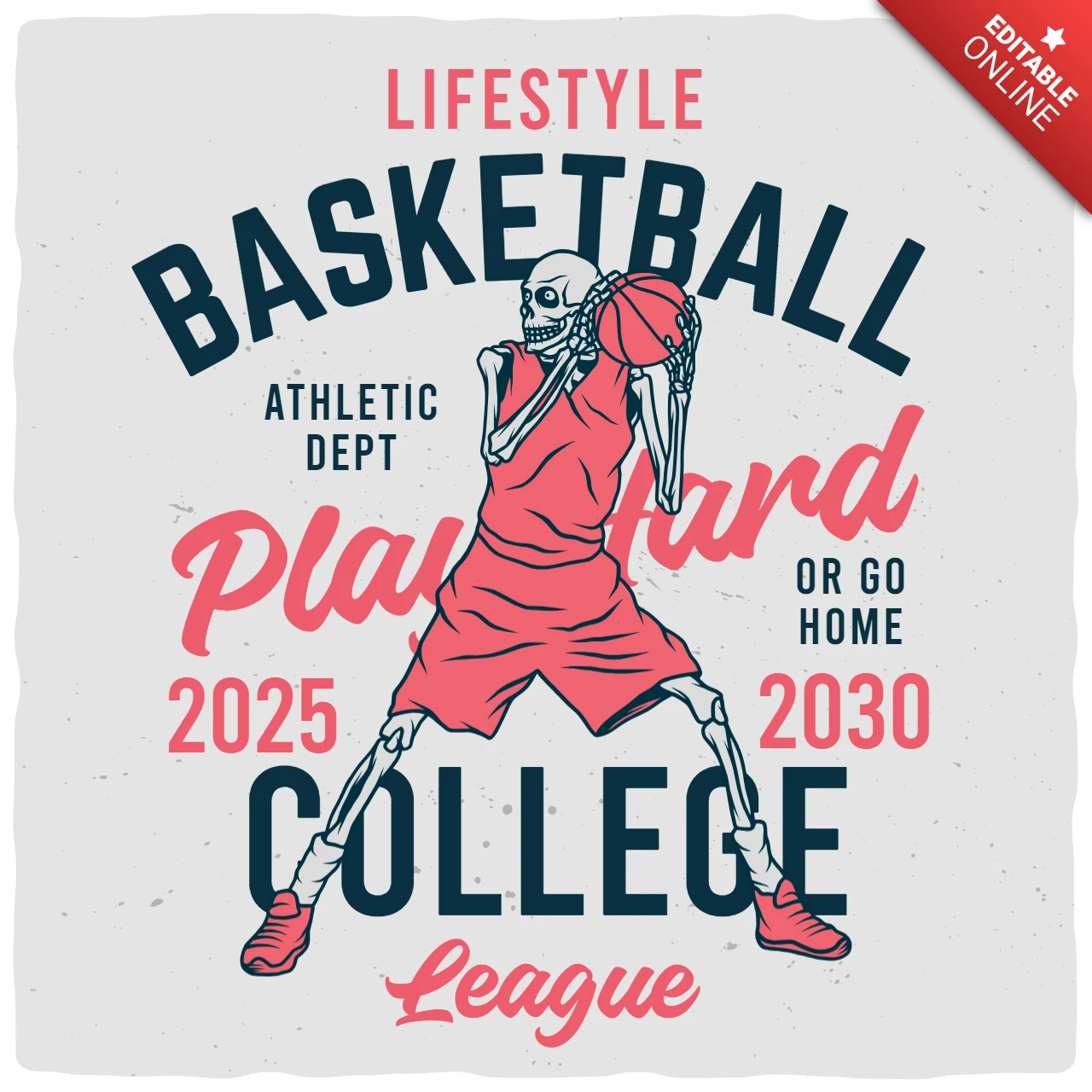 Skeleton Basketball T-shirt Design Template