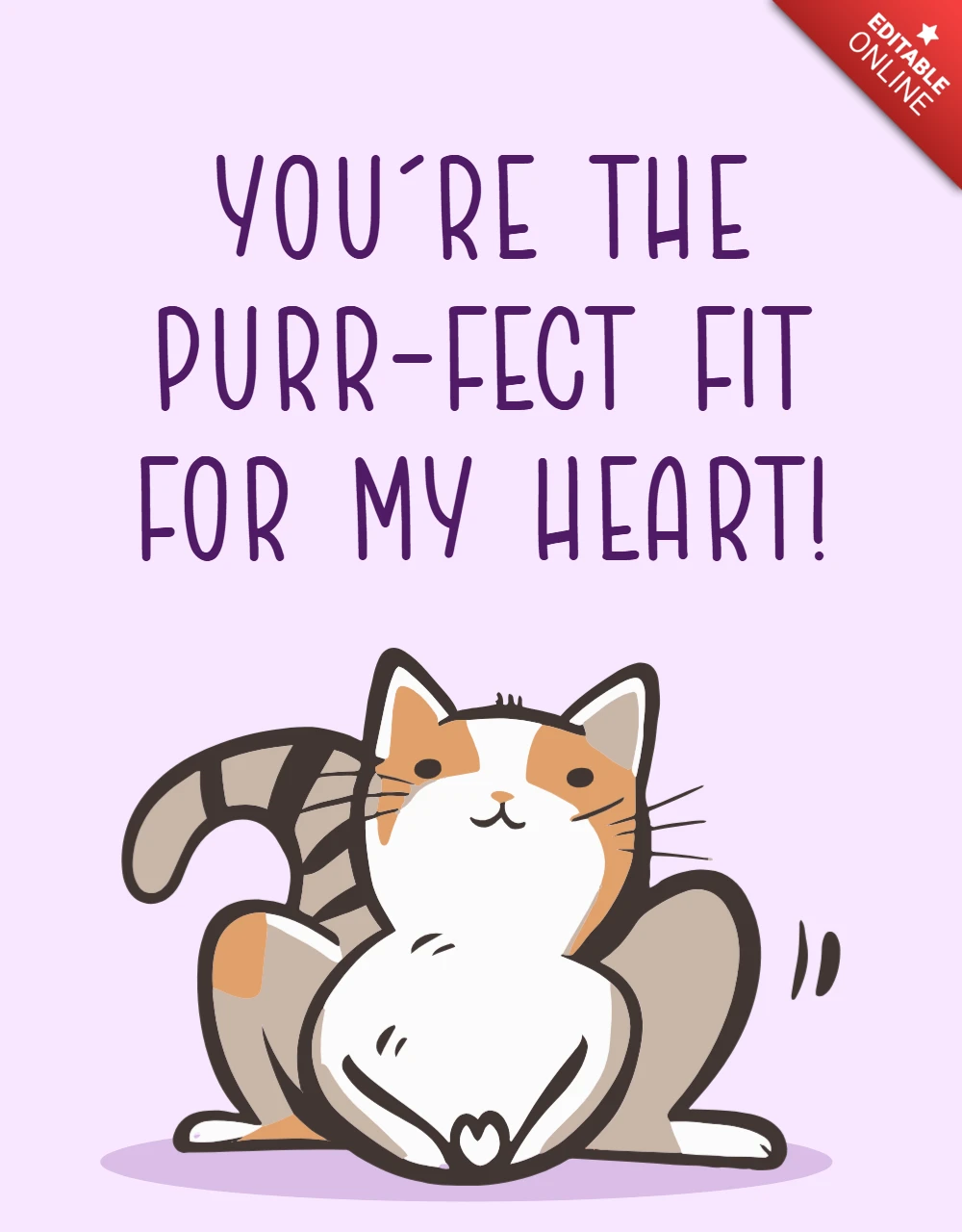 Adorable Katze Liebe Karte Vorlage | niedlich Valentinstag Gruß Design