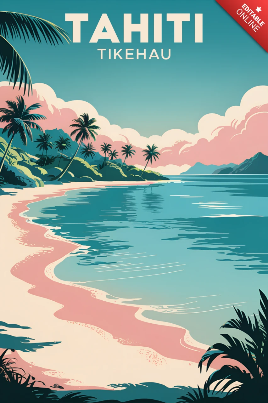 Tropisch strandscène ontwerp sjabloon voor posters