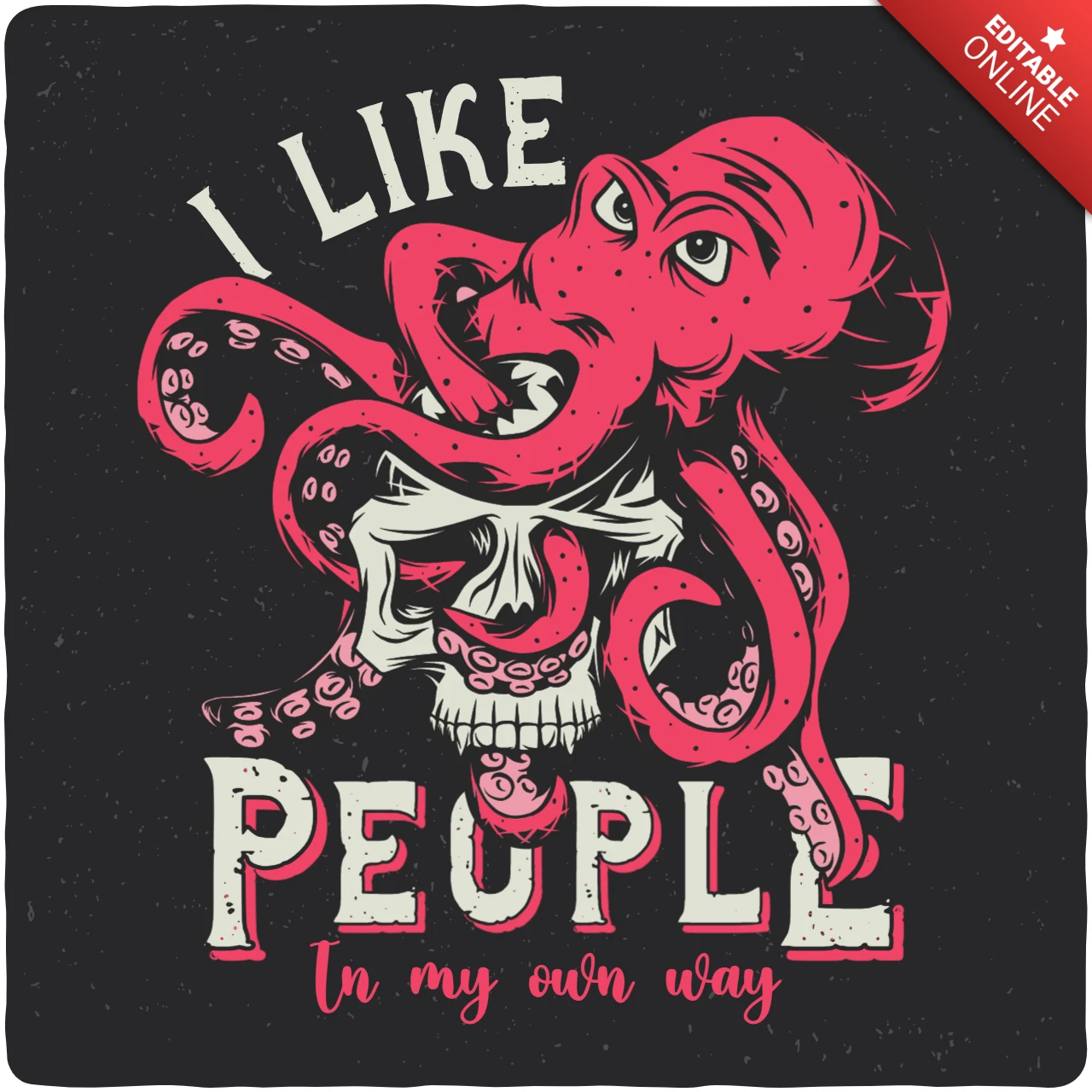 Scary Octopus Hugging A Skull T-Shirt Template