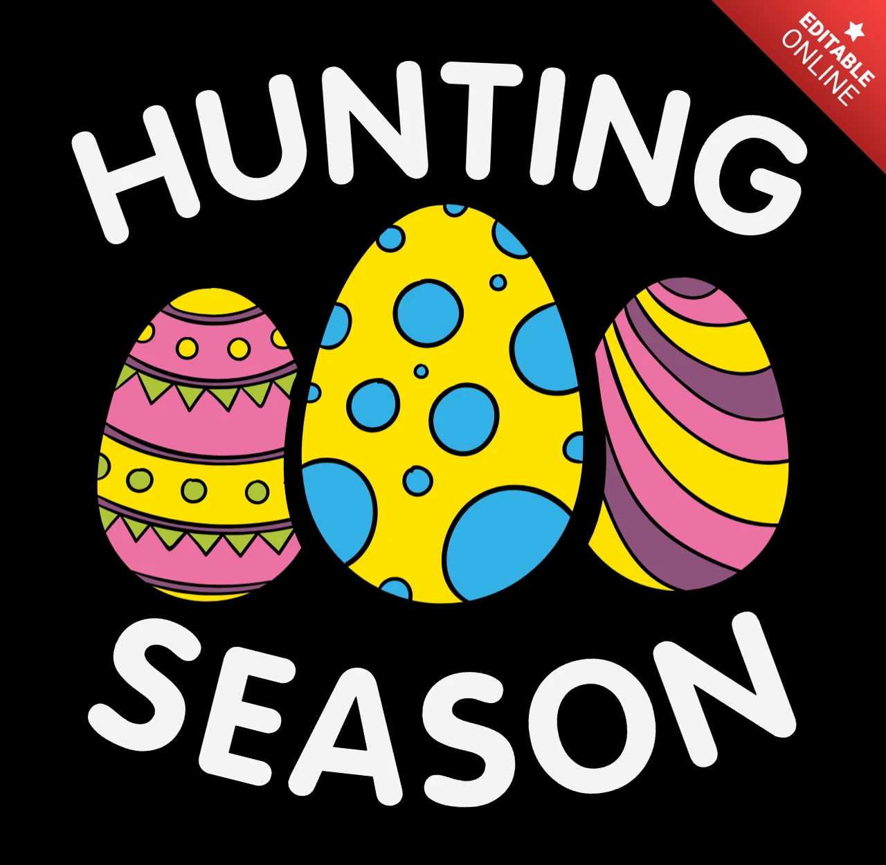 Plantilla de diseño de camiseta para la temporada de caza de huevos de Pascua