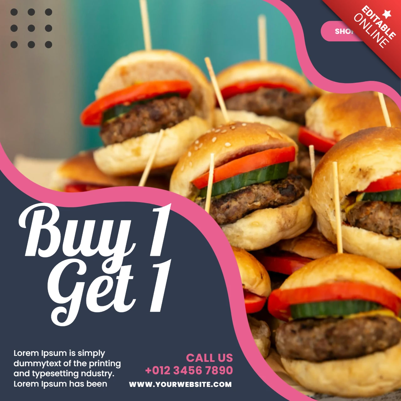 Amazing Distinctive Wavy Restaurant Ad Social Media Post Design Template