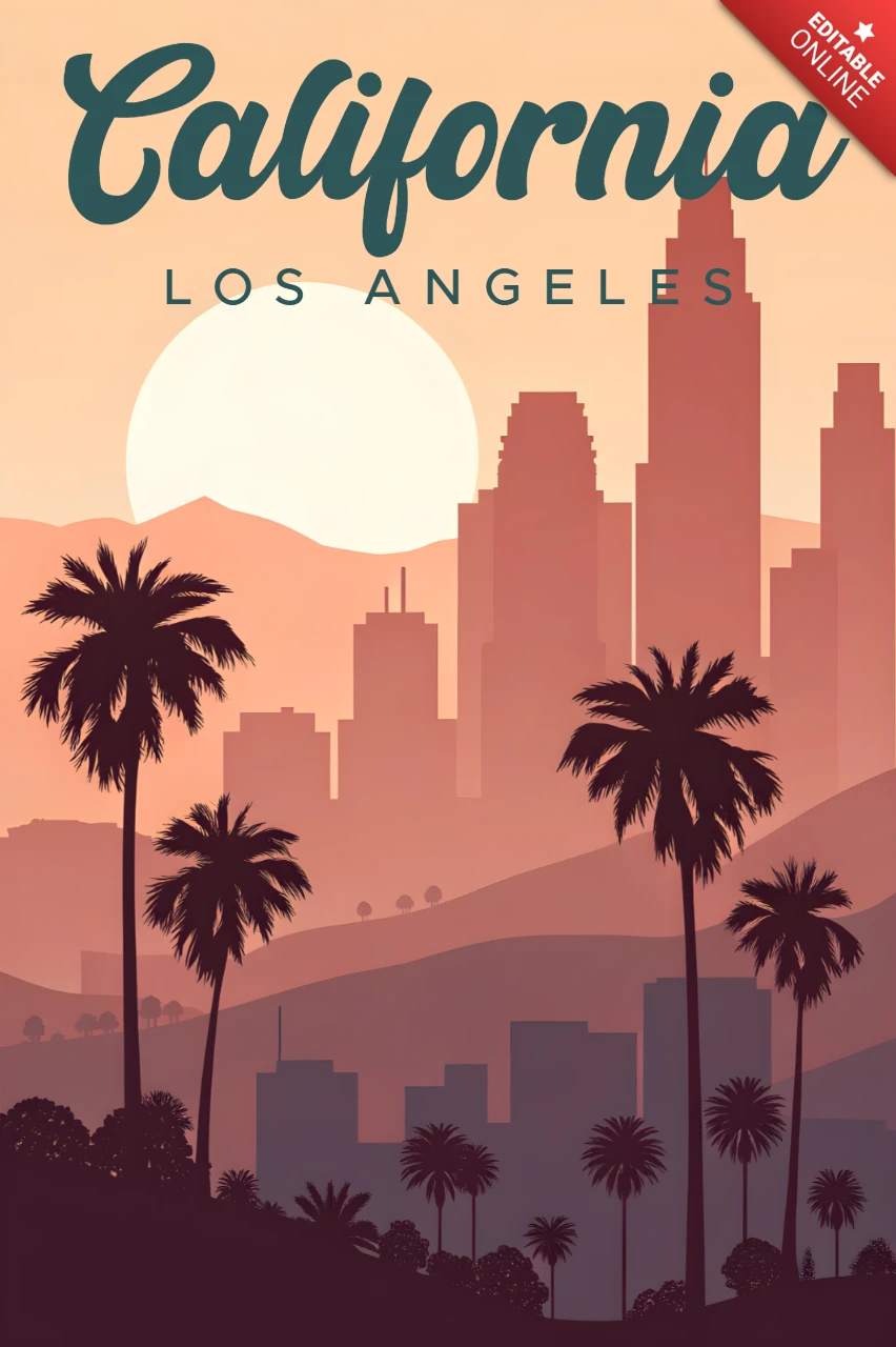 California Sunset Design Template for Travel Posters