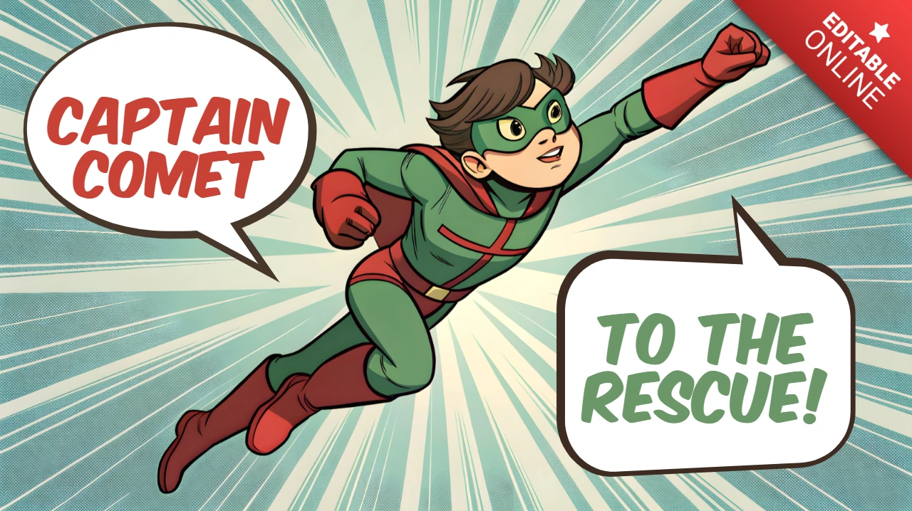 Comic-Stil Superhelden-Designvorlage für Kinder-T-Shirts