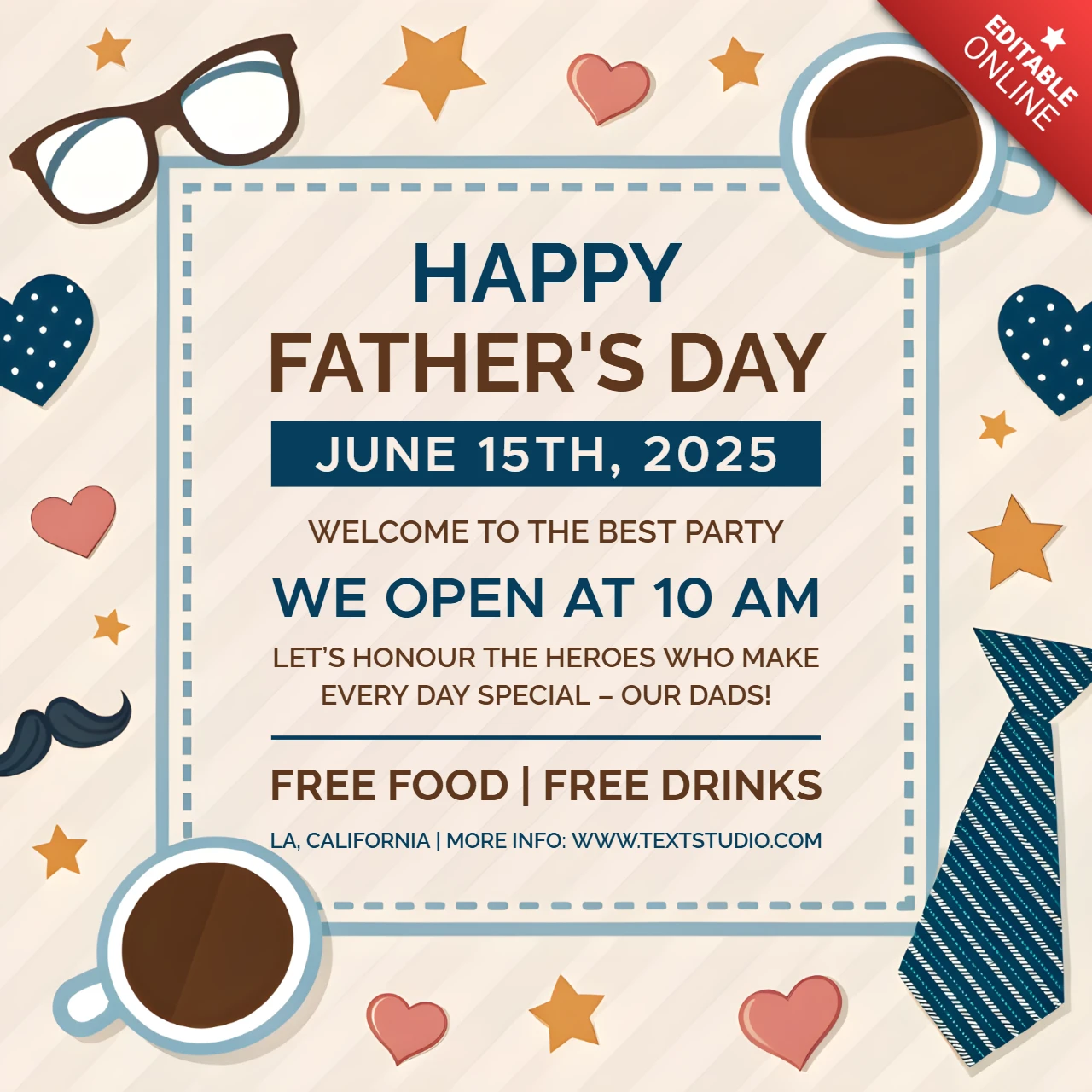 Father's Day Celebration Template - Fun and Festive Design for Party Invitations
