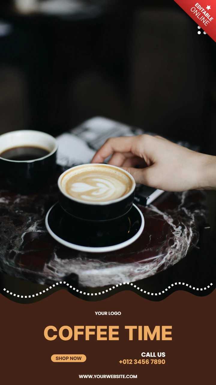 Modèle de conception d'un post de story instagram promotionnel à l'heure du café