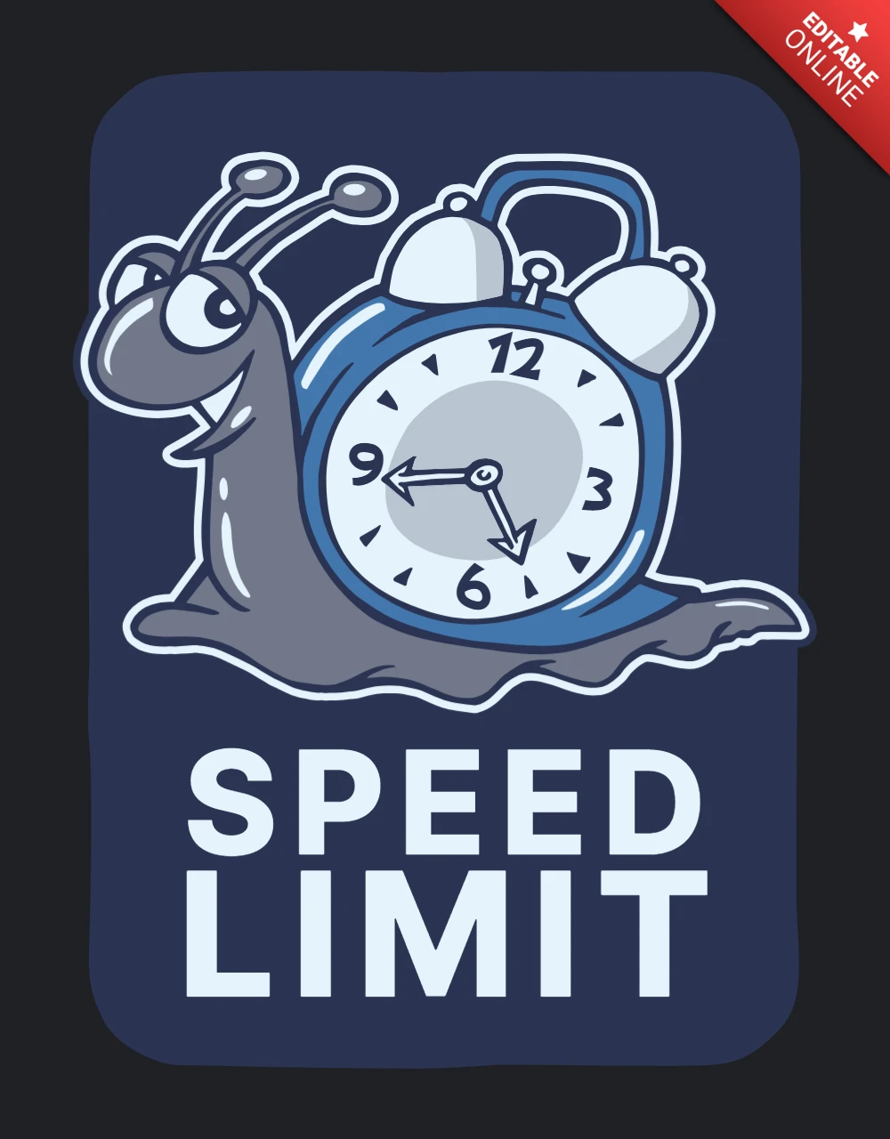 Tempolimit schnecke t-shirt design vorlage