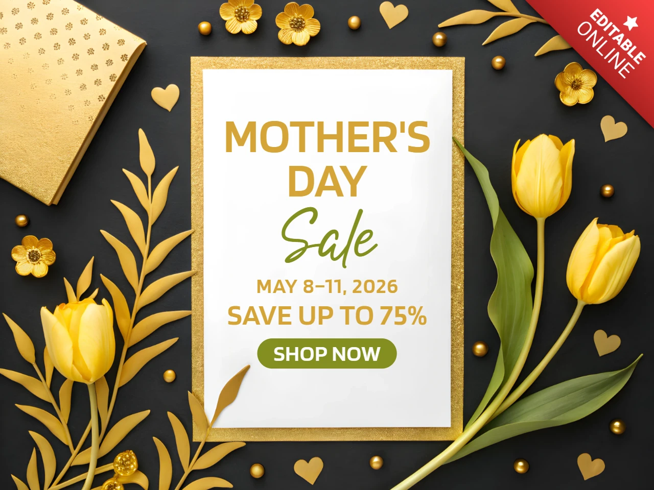 Elegant Mother's Day Sale Template Design with Floral Elements