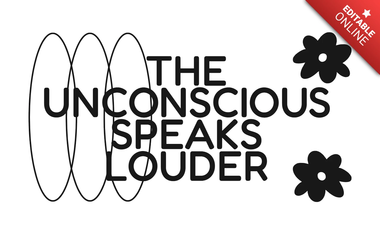 Mantra ispirato alla psicologia 'l'inconscio parla' con design di t-shirt con icone floreali e astratte