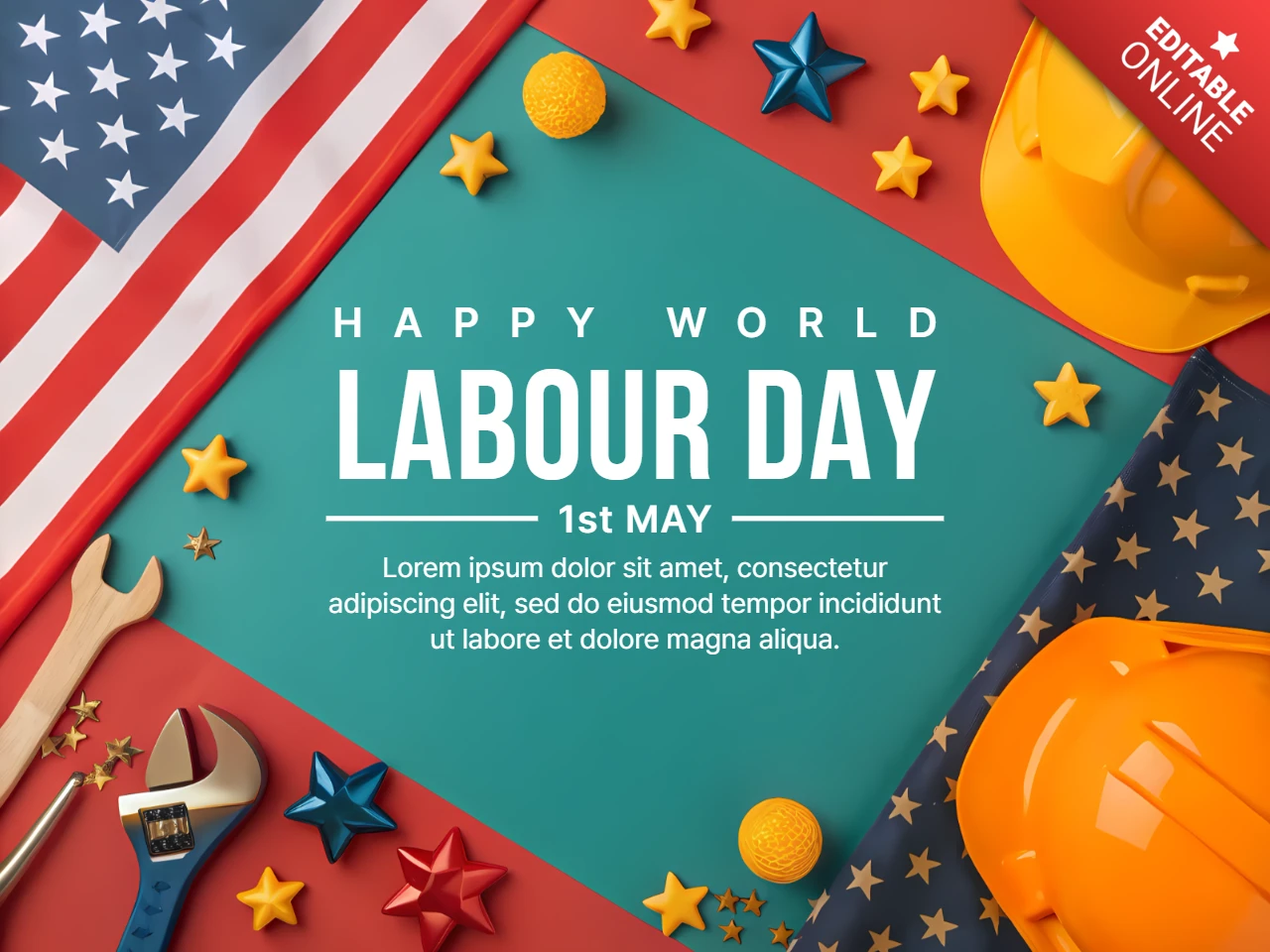 Labor Day Celebration Design Template with Festive Elements