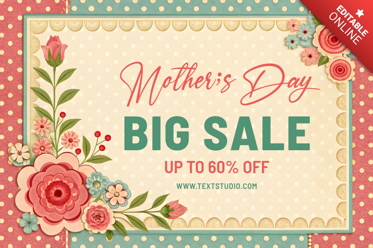 Vintage Mother's Day Design with Polka Dots for Sale Banner Template