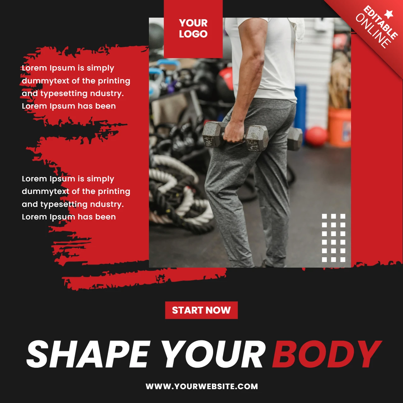 Red Dynamic Promotional Instagram Post Design Template