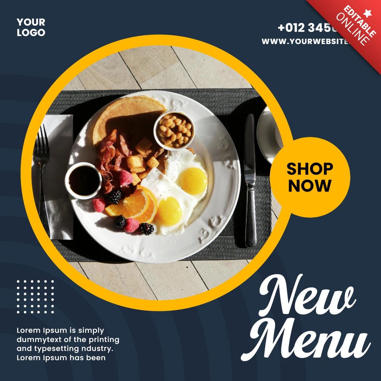 Modèle de conception de publication Instagram de restaurant aux visuels saisissants